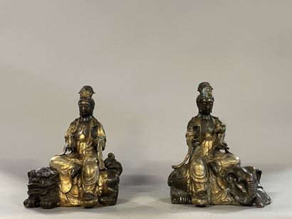 Pair of Buddhist sculptures representing...