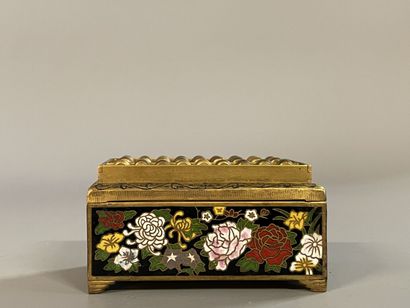 Small box in cloisonné enamel with floral...