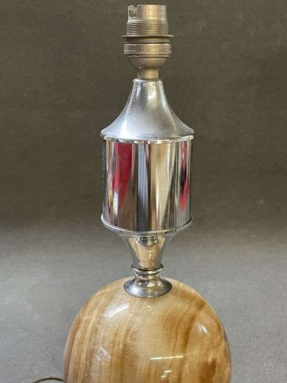 Marble and silver plated metal lamp base,...