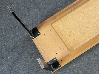 Wood bench or coffee table, metal base and...