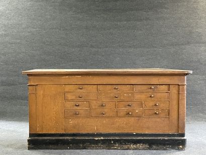 Counter of trade with multiple drawers on...