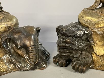 Pair of Buddhist sculptures representing...