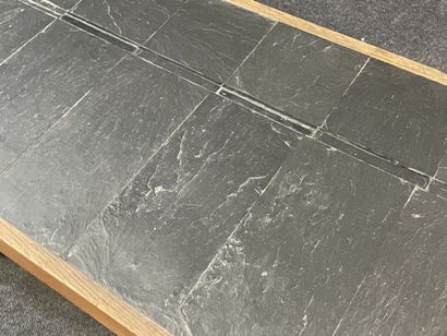 Wood bench or coffee table, metal base and...