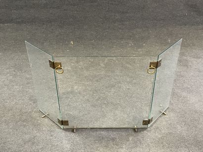 Glass and brass mantelpiece 
1970's.
60 x...