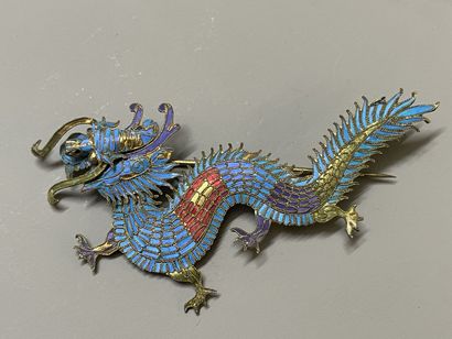 Brooch in feathers of color cloisonné on...