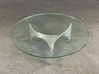 Metal and glass coffee table, model inspired...