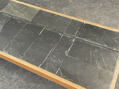 Wood bench or coffee table, metal base and...
