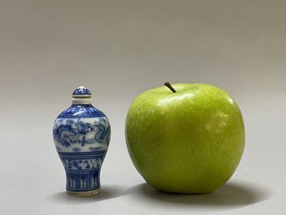 Chinese porcelain snuffbox, blue and white...