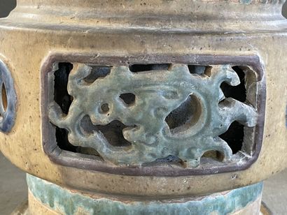 Large ceramic basin of round form, resting...