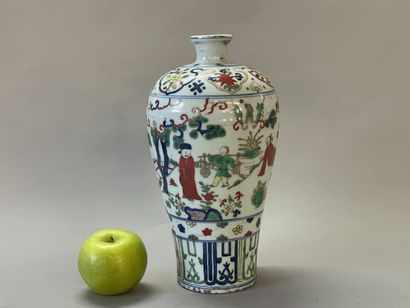 Chinese porcelain meiping vase with polychrome...