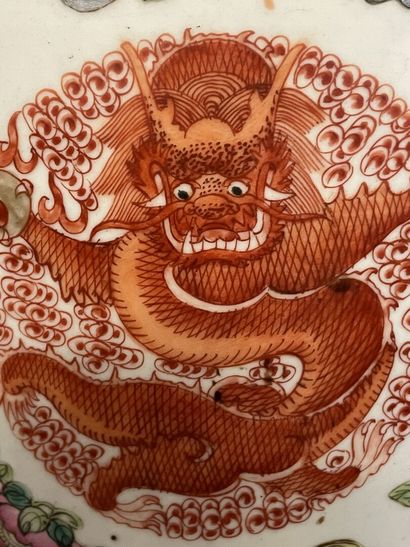 A Chinese porcelain lamp base decorated with...