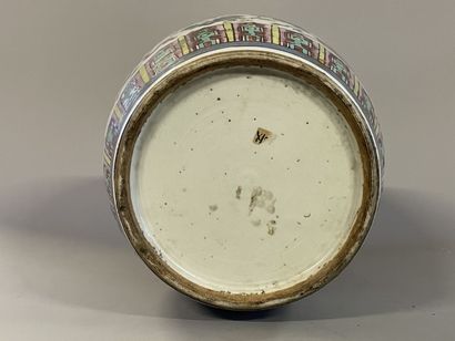 A Chinese porcelain lamp base decorated with...