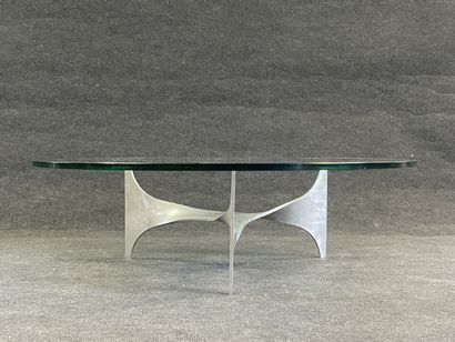 Metal and glass coffee table, model inspired...