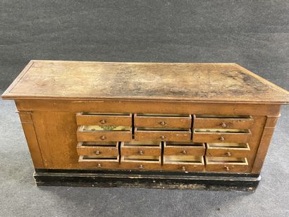 Counter of trade with multiple drawers on...