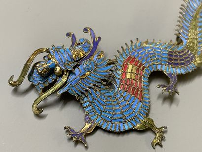 Brooch in feathers of color cloisonné on...