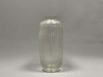 Grand vase oblong en verre bullé.
H: 38 ...