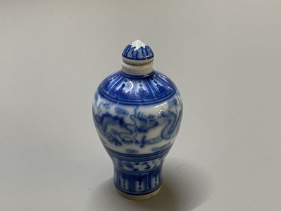 Chinese porcelain snuffbox, blue and white...