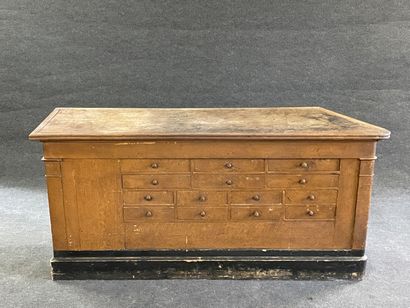 Counter of trade with multiple drawers on...