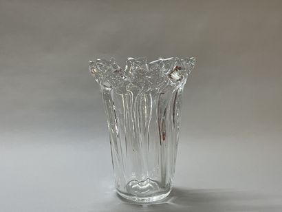 SCHNEIDER
Grand vase en cristal bullé, col...