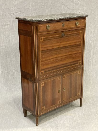 Straight secretary inlaid with satinwood...