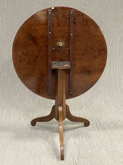 Marquetry pedestal table with swivel top,...
