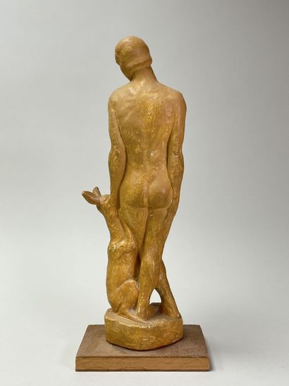 Jean TERZIEFF (1894-1978)
Woman with a fawn.
Patinated...