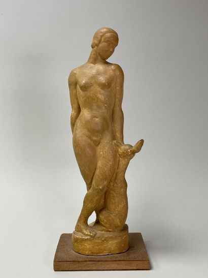 Jean TERZIEFF (1894-1978)
Woman with a fawn.
Patinated...