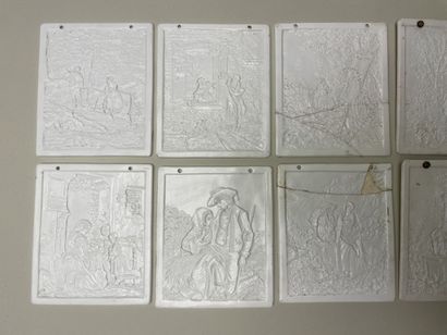 Set of twelve lithophanies. 
13 x 11 cm....