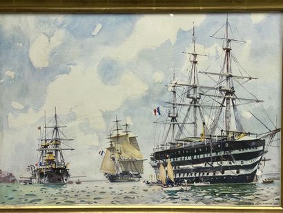E.Hild d'après BRENET Albert. 
Marines.
Trois...
