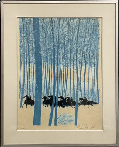 André BRASILIER (né en 1929) 
chevaux dans...