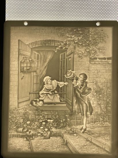 Set of twelve lithophanies. 
13 x 11 cm....