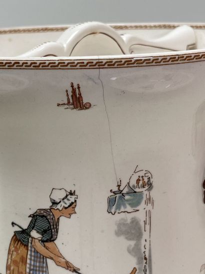 Table de toilette de poupée en pitchpin avec...