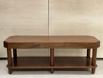 Grande table de drapier en acajou et placage...