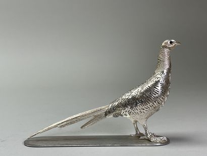 CHRISTOFLE:
Faisan,
Statuette en métal argenté...