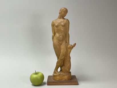 Jean TERZIEFF (1894-1978)
Woman with a fawn.
Patinated...