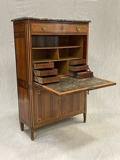 Straight secretary inlaid with satinwood...