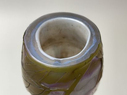 LEGRAS.
Large vase with long neck in multi-layered...