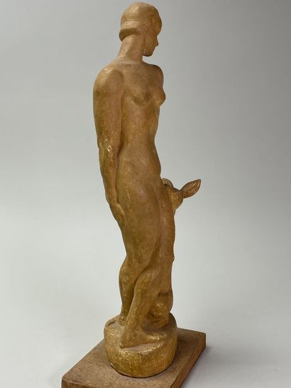 Jean TERZIEFF (1894-1978)
Woman with a fawn.
Patinated...