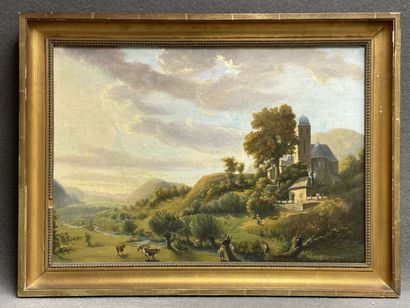 Ecole française XIX°
Paysage animé.
huile...