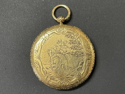 Extra-flat pocket watch in gold with a guilloche...