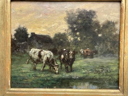 Frédéric JACQUE (1859-1931)
Cows in the meadow.
oil...