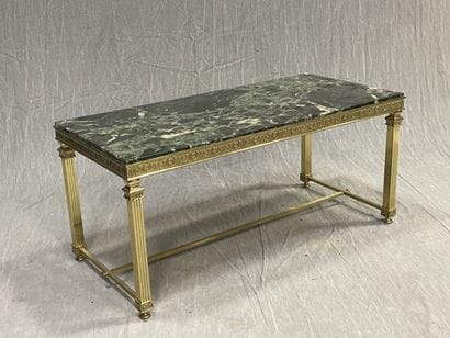 Table basse rectangulaire en bronze à entretoise,...