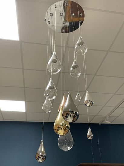 Grande suspension moderne à led à quatre...