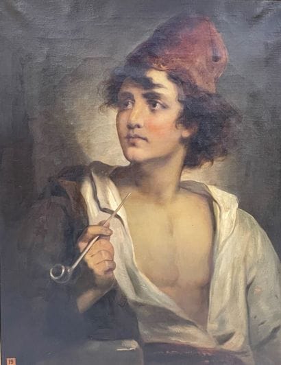 Italian school XIX°.
Portrait of a young...