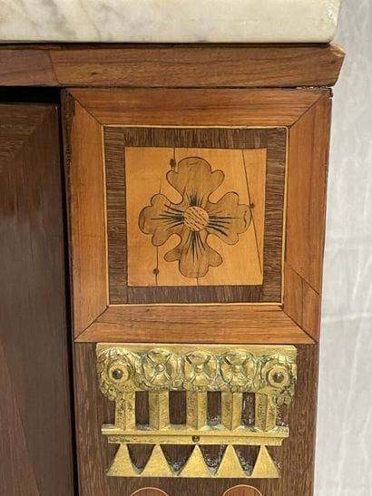 Frieze and marquetry of music attributes...