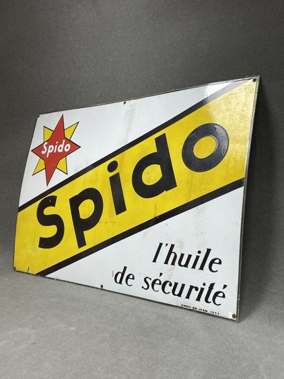 Plaque publicitaire émaillée HUILE SPIDO.
Importante...