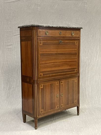 Straight secretary inlaid with satinwood...