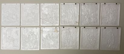Set of twelve lithophanies. 
13 x 11 cm....