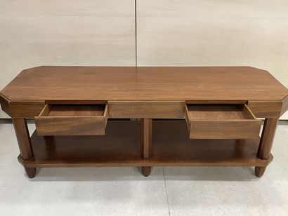 Grande table de drapier en acajou et placage...