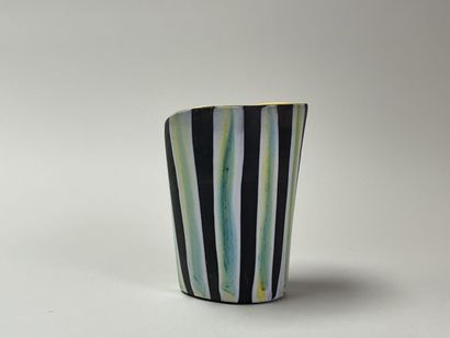 Roger CAPRON (1922-2006) - Vase pincé à rayures...